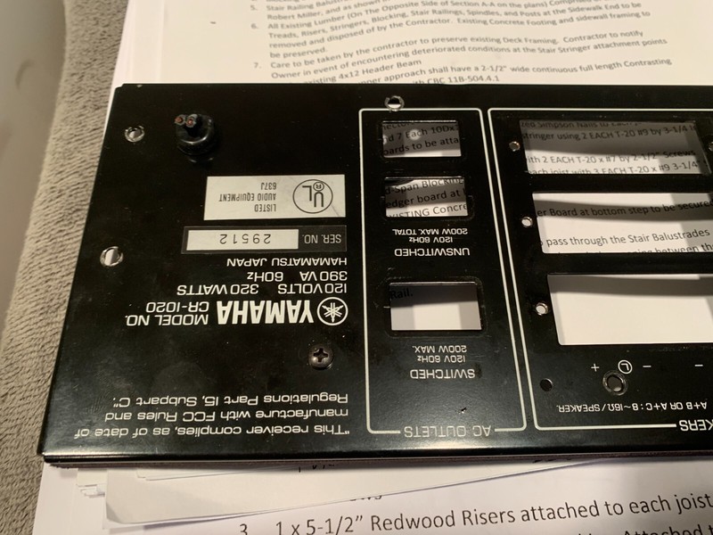 Yamaha CR-1020 Stereo Receiver Parting Out Nice Rear Panel!! gallery