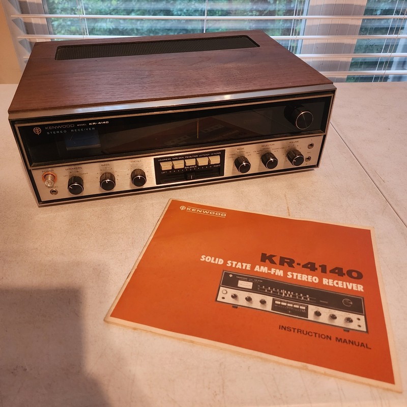 Vintage Kenwood KR-4140 Stereo Receiver Walnut Cabinet W/ Original Manual Japan