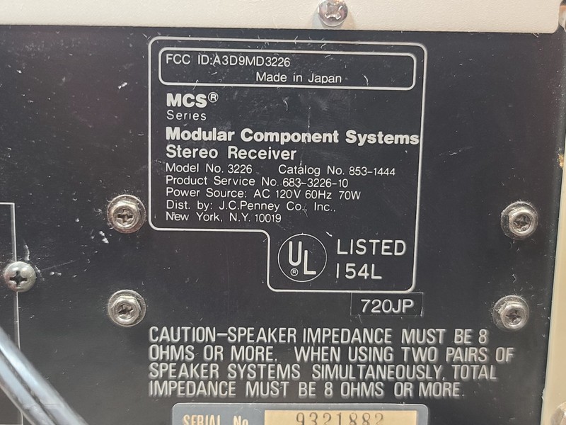 MCS 3226 Series Stereo Receiver Modular Component System TESTED working gallery