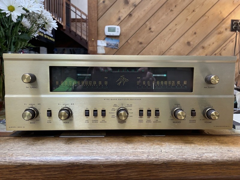 VINTAGE GOLD FACEPLATE Fisher 800B AM FM MPX STEREO TUBE RECEIVER FULLY TESTED