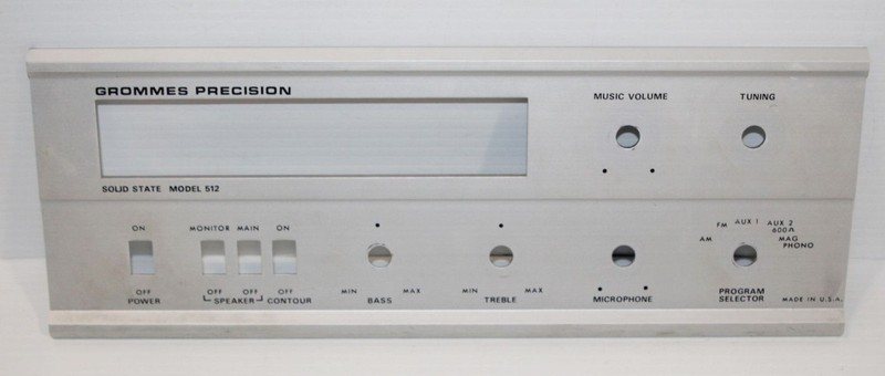 Aluminum Front Case Face Plate - Vintage Grommes Precision Receiver Amp 512 Part gallery