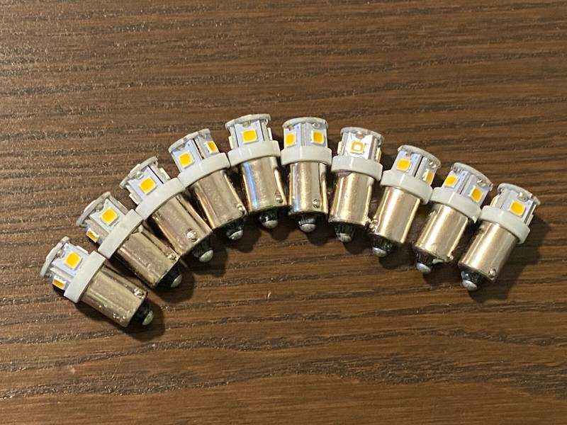 10 New Cool White Bayonet LED Lamp Light Bulbs 6v 6.3v 8v replace #47 #44 #1847