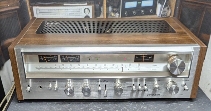 Pioneer SX-780 stereo receiver. Classic silver face model w/ analog watt meters