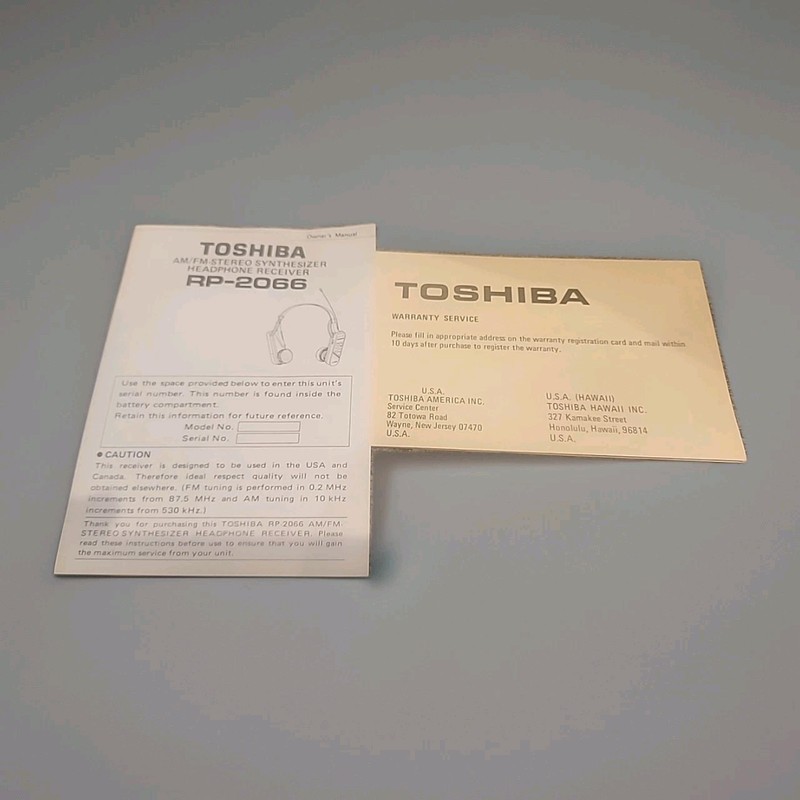 Vtg. Toshiba RP-2066 AM/FM Stereo Synthesizer Headphone Receiver W/ Box gallery