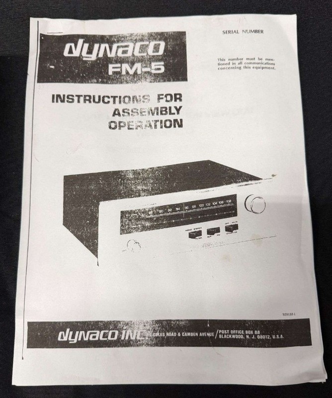 DYNACO Model FM-5 FM MPX Tuner Receiver Works includes manual gallery