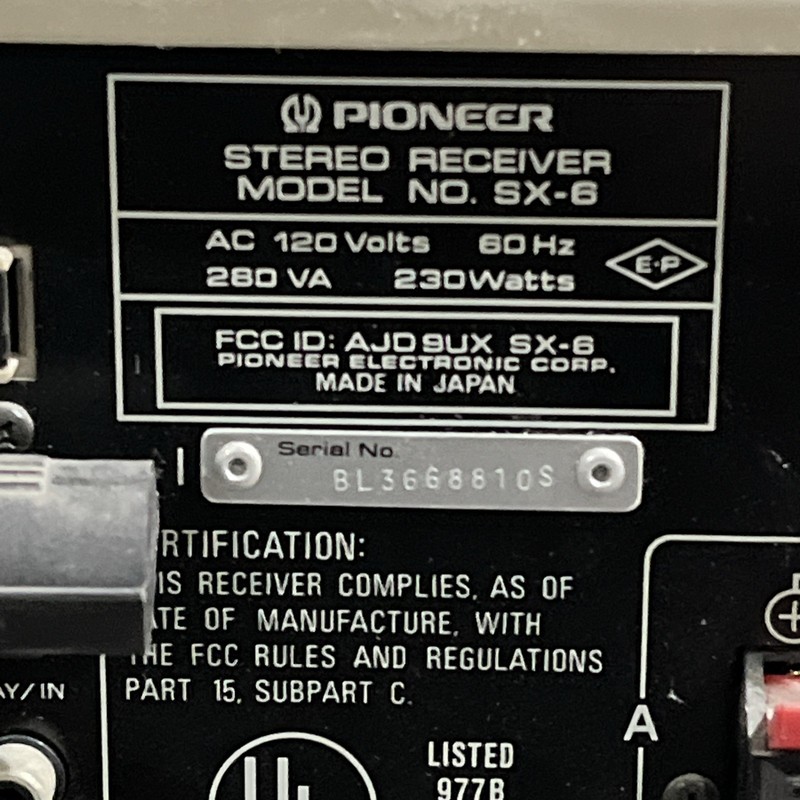PIONEER COMPUTER CONTROLLED STEREO RECEIVER SX-6 gallery