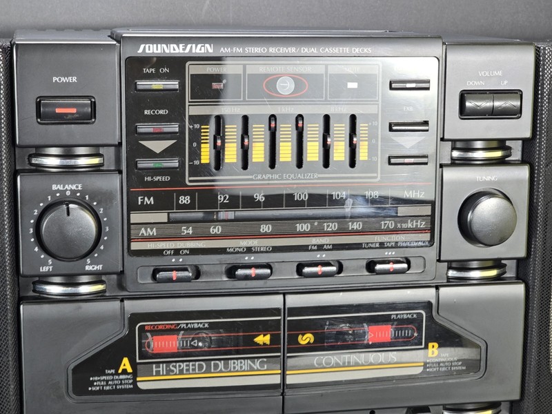Vintage Soundesign Stereo Model 5834blk Working With Remote Dual Cassette Video gallery