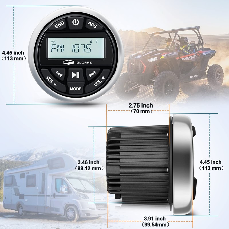 Guzare Marine Radio Bluetooth Stereo Audio Waterproof Radio Boats Fm Am Gauge gallery
