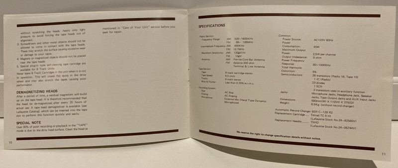 Vtg & Orig Lafayette LSC 400 Stereo Tuner Owner's Manual & Schematics EUC gallery