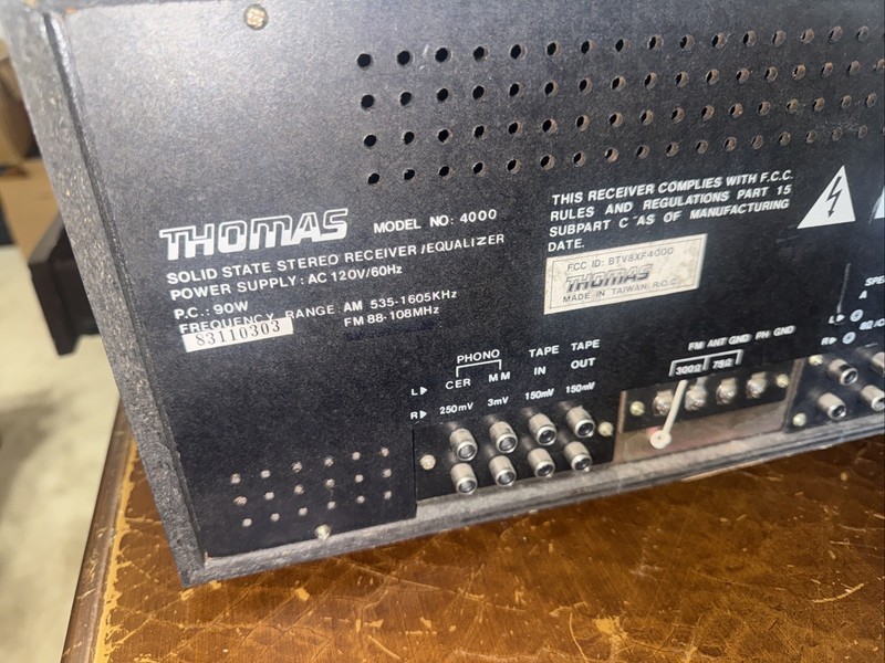 Vintage Thomas Solid State Model 4000 AM-FM Stereo Reciever Amplifier - Tested gallery