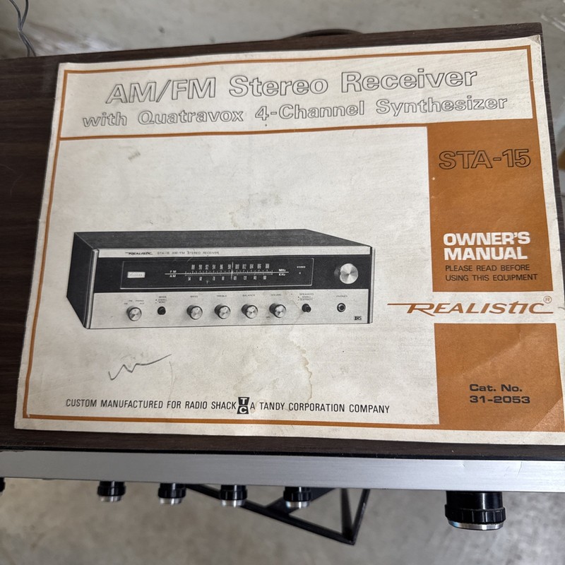 Realistic STA-15 AM/FM Stereo Receiver Woodgrain Cabinet with Manual. gallery