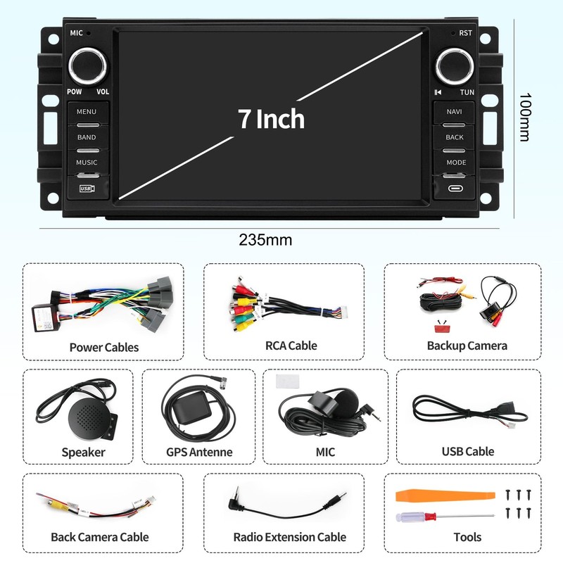 Kufuesggerta Android 13 Car Stereo For Jeep Wrangler Dodge Chrysler 7 Hd Touch gallery