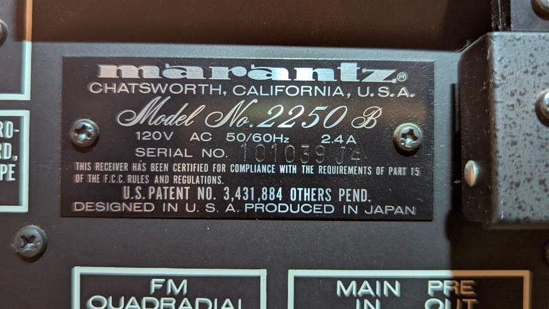 MARANTZ 2250B VINTAGE AM/FM STEREO - WORKING MARANTZ QUALITY! gallery