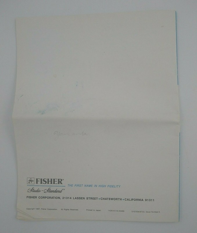 Vintage Fisher Studio -Standard System 8703 Operating Instructions gallery
