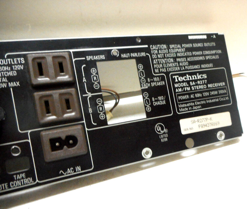 TECHNICS AM/FM STEREO RECEIVER SA-R277 - REAR METAL BACK PLATE - PARTING OUT gallery