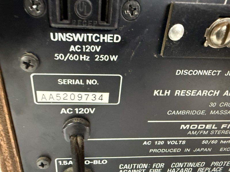 KLH RESEARCH - MODEL 52 - AM/FM STEREO RECEIVER - AS IS gallery