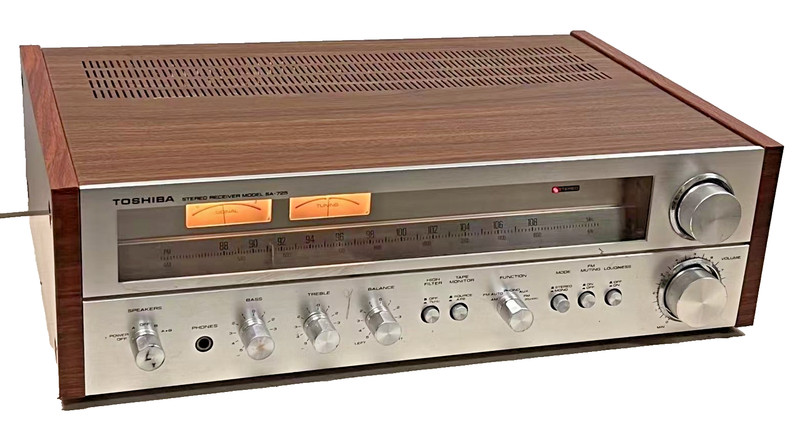 Vintage Toshiba SA-725, 25W AM/FM Stereo Receiver, 1978, Pro. Serviced
