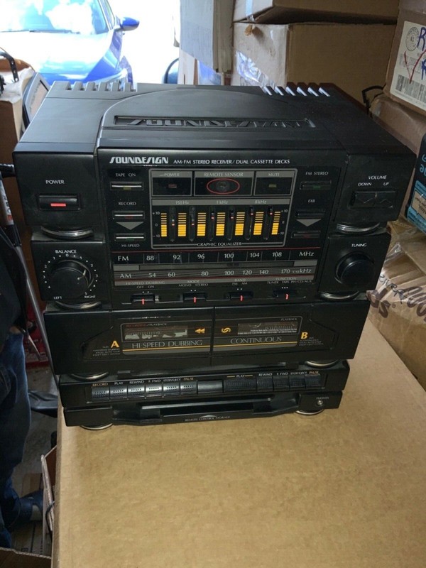 VINTAGE 5834BLK AM-FM Stereo Receiver Dual Cassette Decks MAIN UNIT ONLY