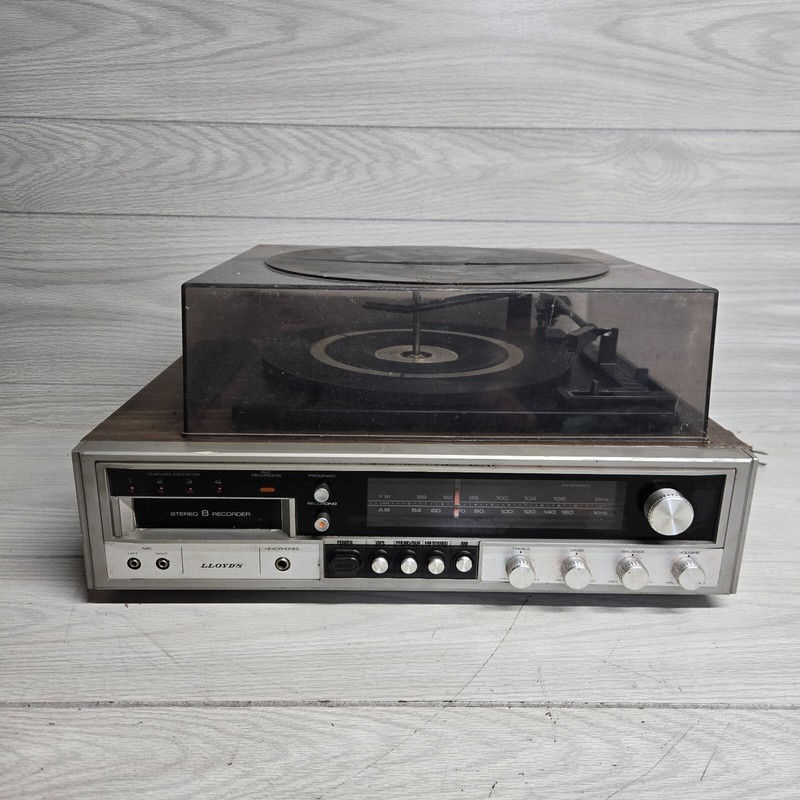 Vintage Lloyd’s 8-Track Record Player 33 45 78 AM/FM Stereo Receiver UNTESTED