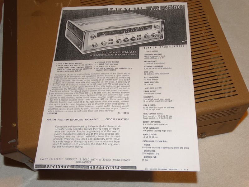 RARE Lafayette Tube Stereo Am-Fm Receiver W/Phono Stage*12ax7-6BQ5 *Very Nice* gallery