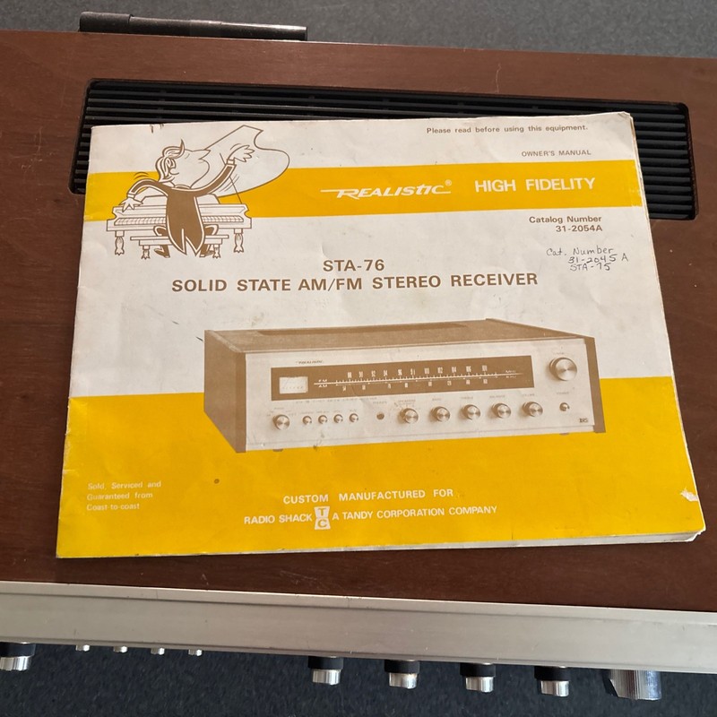 Realistic STA-76 silver-front stereo receiver with Wood Grain & Manual! WORKS! gallery