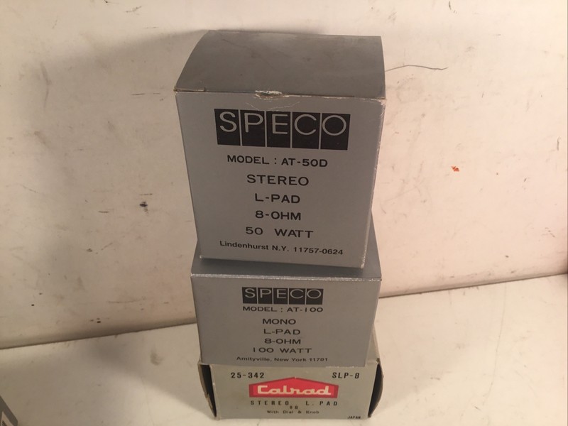 SPECO AT -50D AT-100 Calrad 25-342 SLP-8 L- PAD 8 OHM Mono Dial Stereo Knob 3