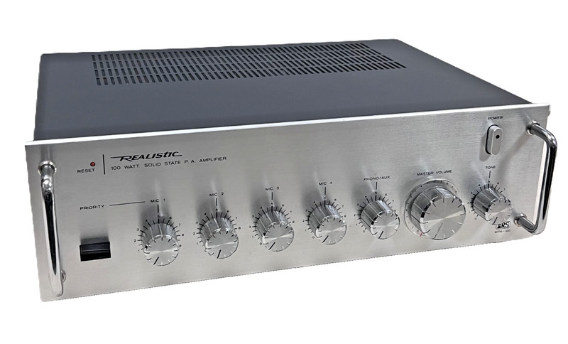 Vintage Realistic MPA-100, 100W Public Address Amplifier, Fully Serviced