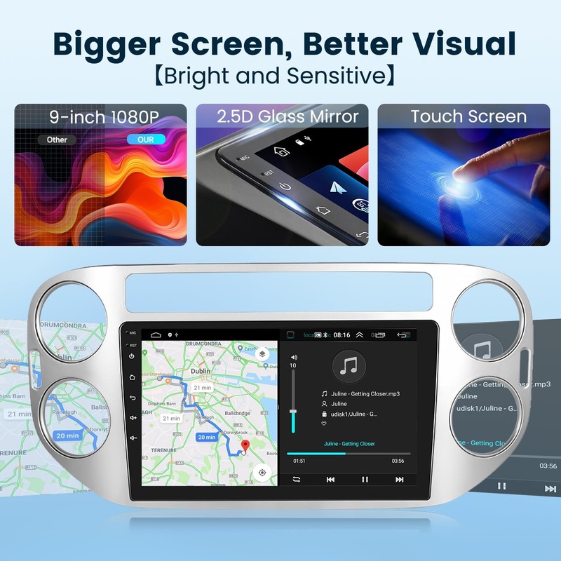Podofo Car Radio Stereo Hifi Audio For Volkswagen Tiguan 2010-2015 Wireless gallery