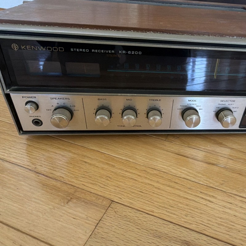 Vintage Kenwood KR-6200 Am Fm Stereo Tuner Amplifier In Walnut Case Read Desc.