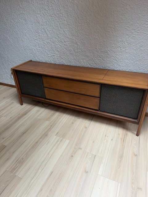 sylvania stereo receiver, vintage, mid century modern, radio, record player