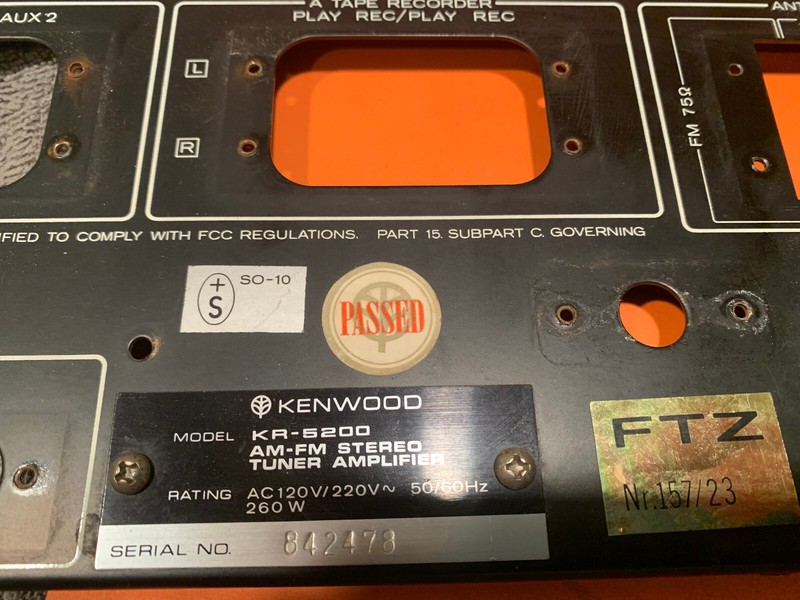 Kenwood KR-5200 Stereo Receiver Parting Out Rear Panel gallery
