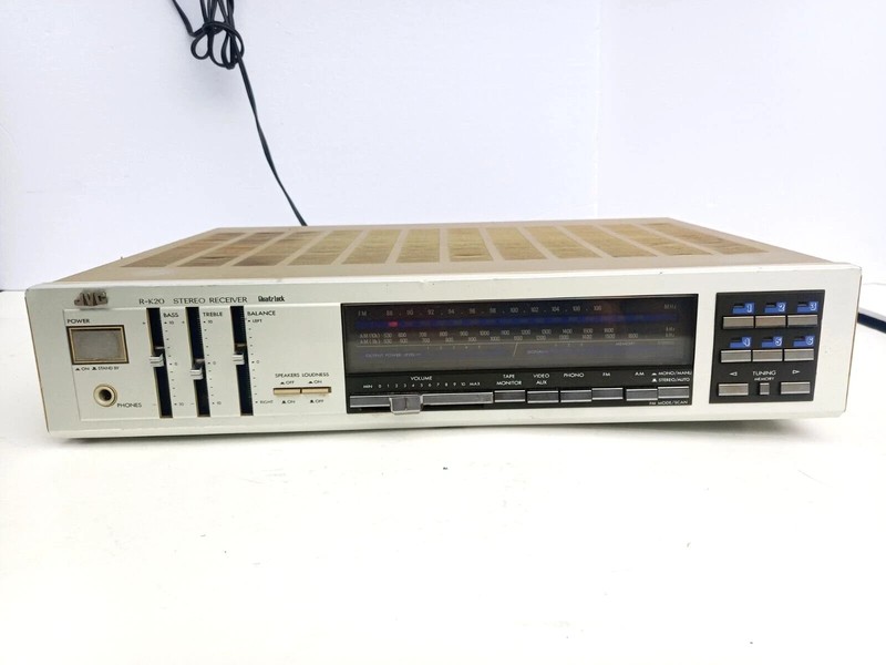 JVC R-K20 AM FM STEREO RECEIVER AMPLIFIER AUDIO HOME MEDIA TUNING VINTAGE 145W
