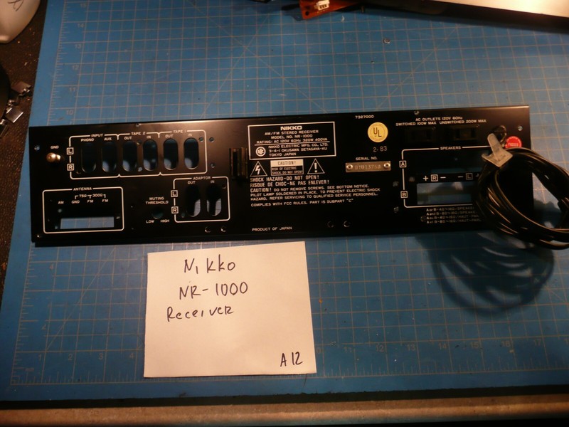 Nikko NR-1000 Receiver Replacement Parts Rear Panel With Power Cord