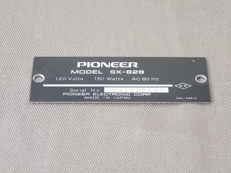 Pioneer SX-828 Receiver metal Label with serial number for Rear Panel
