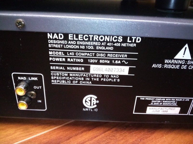 NAD L-40 Compact Disc Stereo 20 WPC W/ Receiver for parts/ repair gallery
