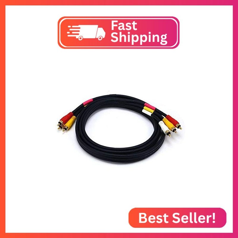 Monoprice 6ft Triple RCA Stereo Video Dubbing Composite Cable (3 x RG59U)