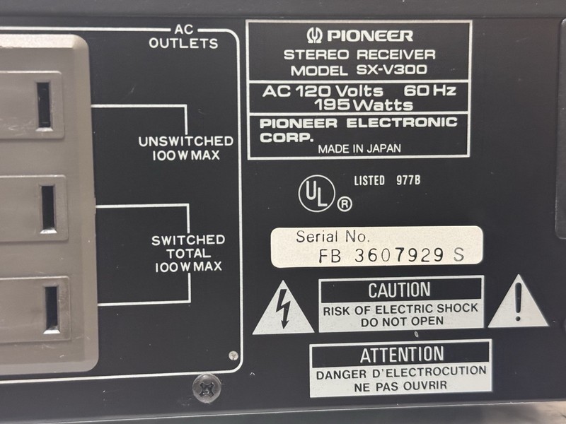 Vintage Pioneer SX-V300 Home Theater Stereo FM Receiver. No Power When Tested gallery