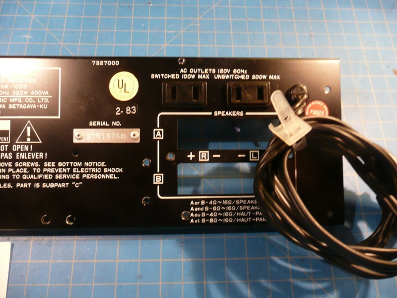 Nikko NR-1000 Receiver Replacement Parts Rear Panel With Power Cord gallery