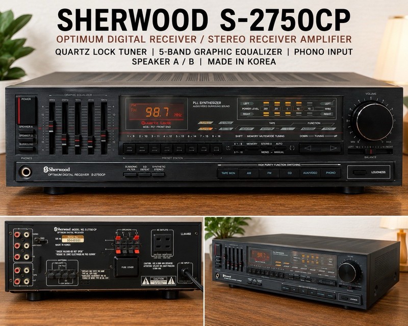 Sherwood S-2750CP Vintage Stereo Receiver Amplifier EQ Phono Tested Powers On