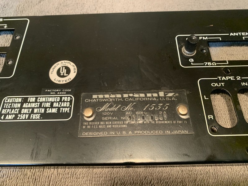 Marantz 1535 Stereo Receiver Parting Out Rear Panel gallery