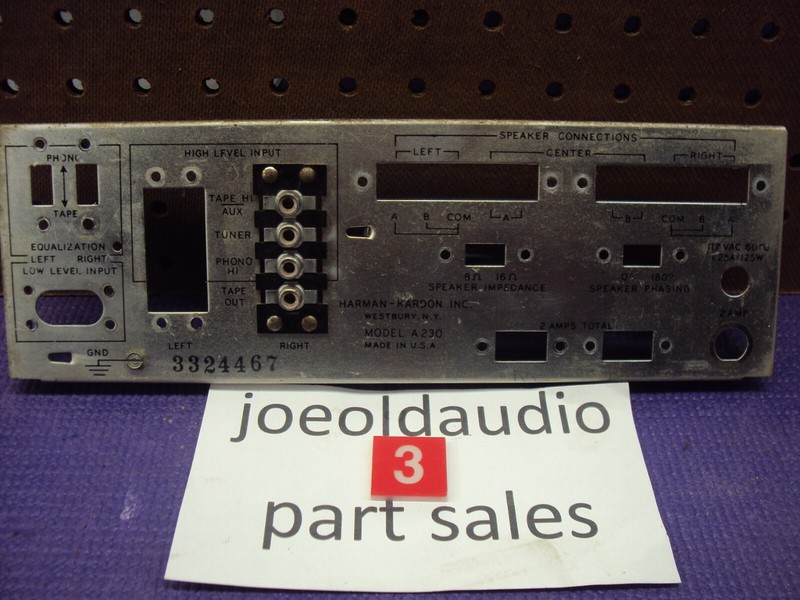 Harman Kardon A230 Back Panel. Good Cond Parting Out Entire Harman Kardon A230