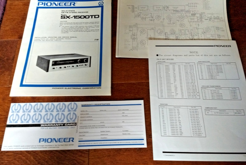 Manual Fold Out & Schematic= Pioneer Solid State AM/FM Stereo Receiver SX-1500TD gallery
