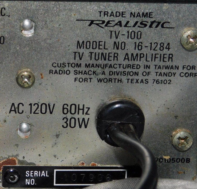 Realistic TV-100 16-1284 TV tuner receiver unit thing gallery