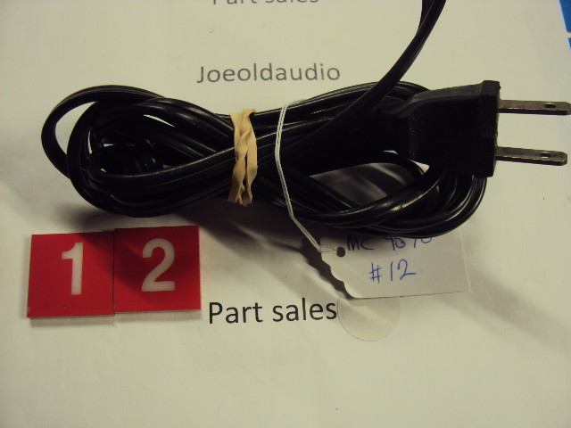Zenith MC 9070 Cassette Deck AC Line Cord w/ Strain Relief. Parting Out MC 9070