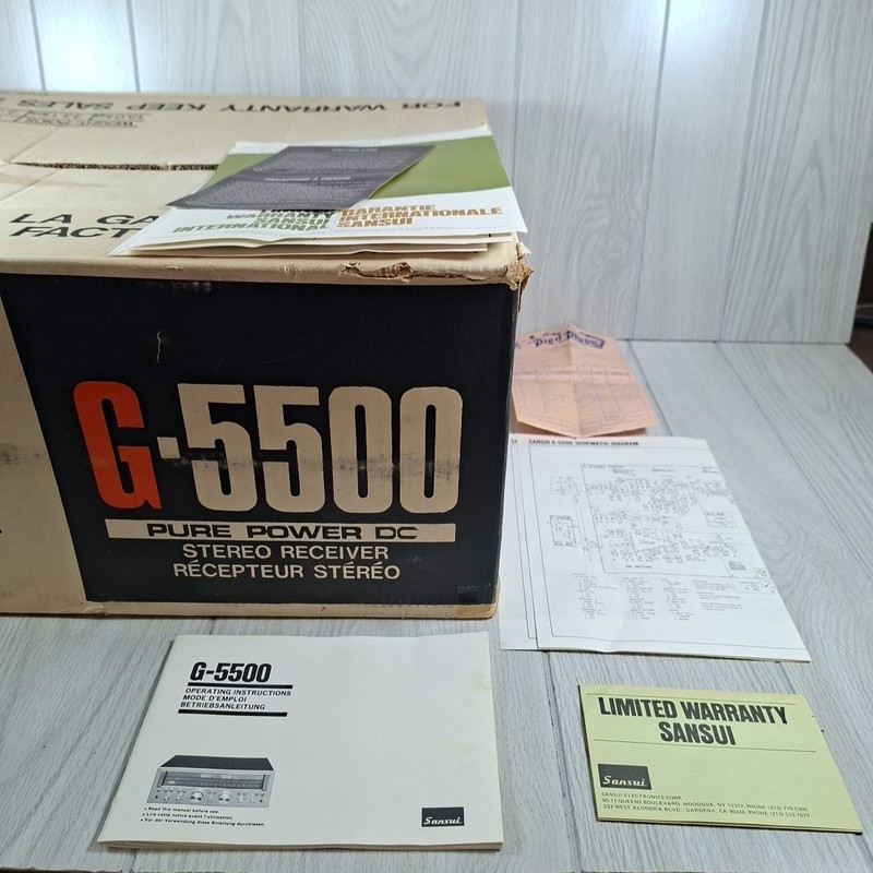 Vintage Sansui G-5500 Original Box & Paperwork *NO RECEIVER* Manual & Diagram