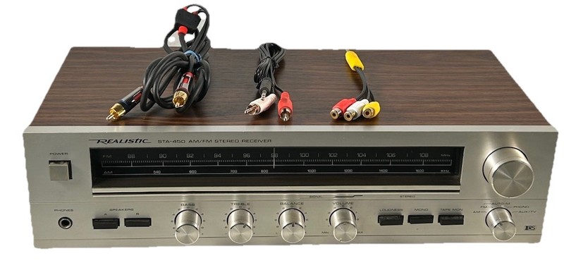 Vintage Realistic STA-450 Wood Chrome AM/FM Stereo Receiver 28 Watts With Cords