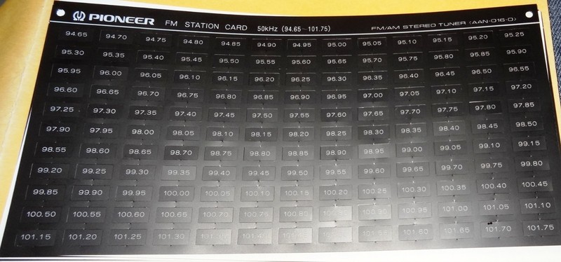 Pioneer AM FM Station Cards LOT SX-6, 7, 8, 9 Models Stereo Tuner AAN-010-0 gallery