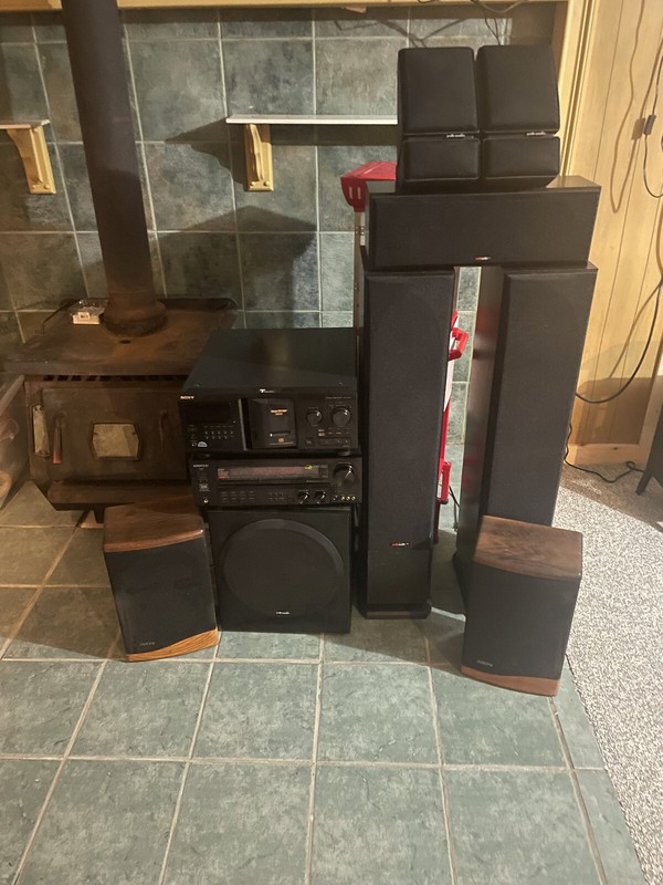 Lot of Stereo Equipment – Polk Audio, Advent, Kenwood and Sony