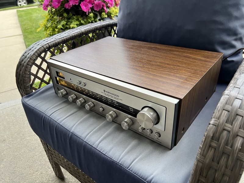 Minty Vintage 1970’s Wood Cabinet Silver Face Kenwood KR-2600 AM/FM Receiver gallery