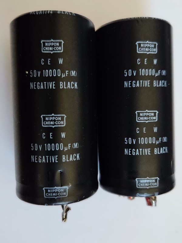 Lot of 2 Nippon Chemi-Con Capacitors - 2x 10,000uF 50V - 40 mm dia.